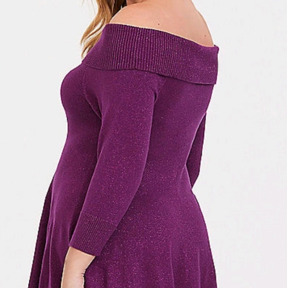 SPARKLING GRAPE 🍇 OFF SHOULDER KNIT DRESS 🍇 NWT - Picture 4 of 8